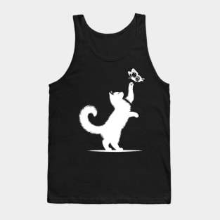 Cat Chasing Butterfly Women Girls Cat Lover Gift Tank Top